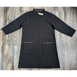 NWT NEW Max Studio Sweater Dress Front Pockets Mock Neck 3/4 Sleeve Size XL $178